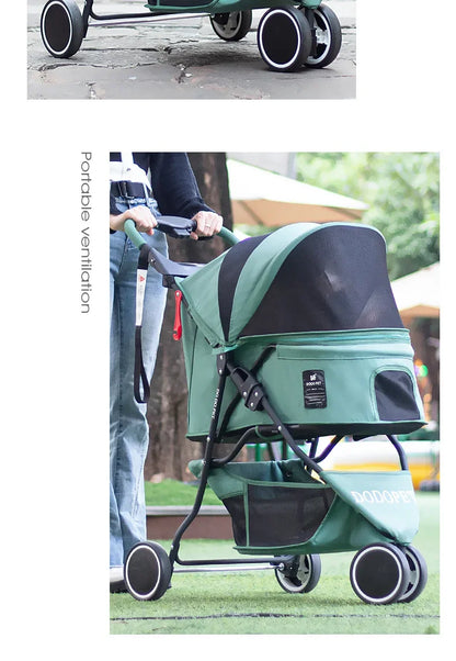Small and Medium Sized High Landscape Pet Stroller One Click Folding Outdoor Dog Walking Cart Stylish and Breathable Tricycle