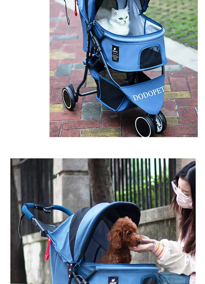 Small and Medium Sized High Landscape Pet Stroller One Click Folding Outdoor Dog Walking Cart Stylish and Breathable Tricycle