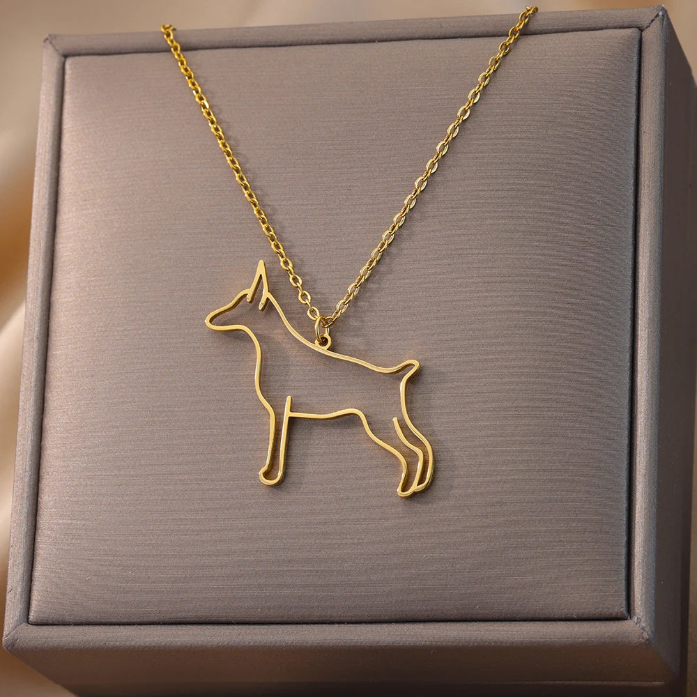 Stainless Steel Dog Necklaces For Women Men Gold Color Pet Animal Pendant Necklace Jewelry Male Female Fashion Neck Chain Gift