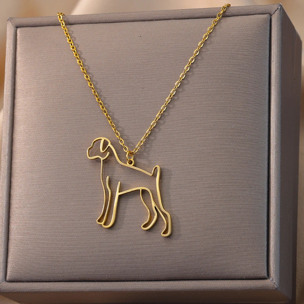 Stainless Steel Dog Necklaces For Women Men Gold Color Pet Animal Pendant Necklace Jewelry Male Female Fashion Neck Chain Gift