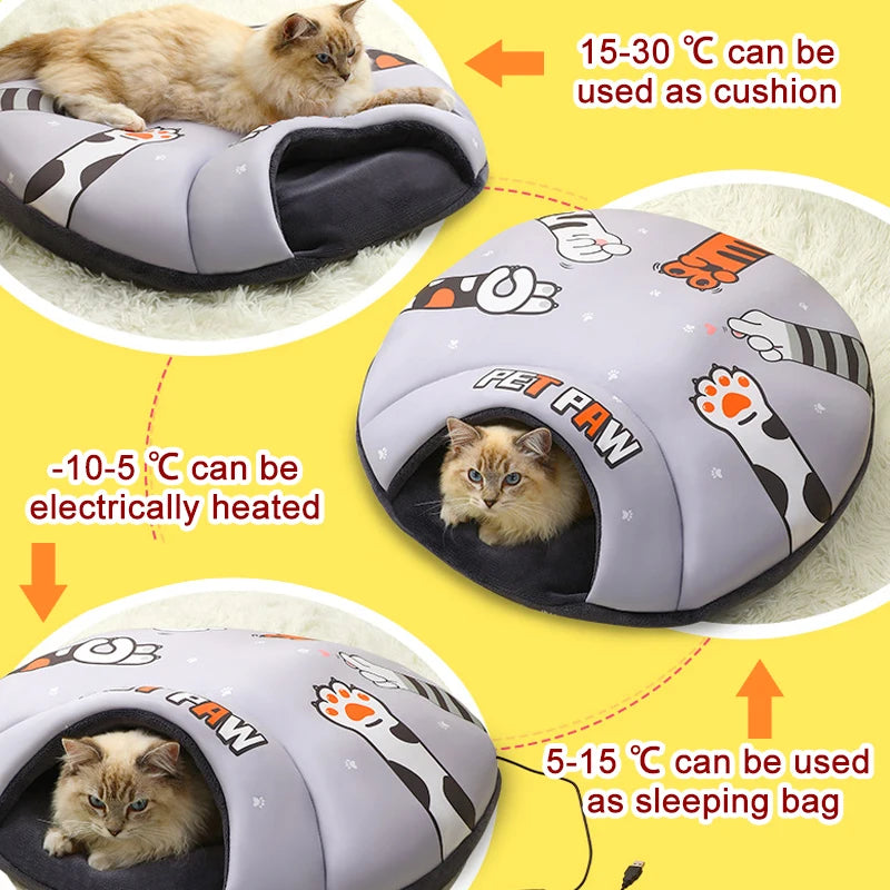 Pet Cat Heating Bed USB Winter Warm Pad Mat Blanket Dog Electric Sleeping Bag Adjustable Temperature Puppy Heater with Timing