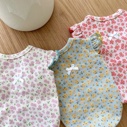 Floral Dog Vest for Summer – Flying Sleeve Girl Dog T-Shirt