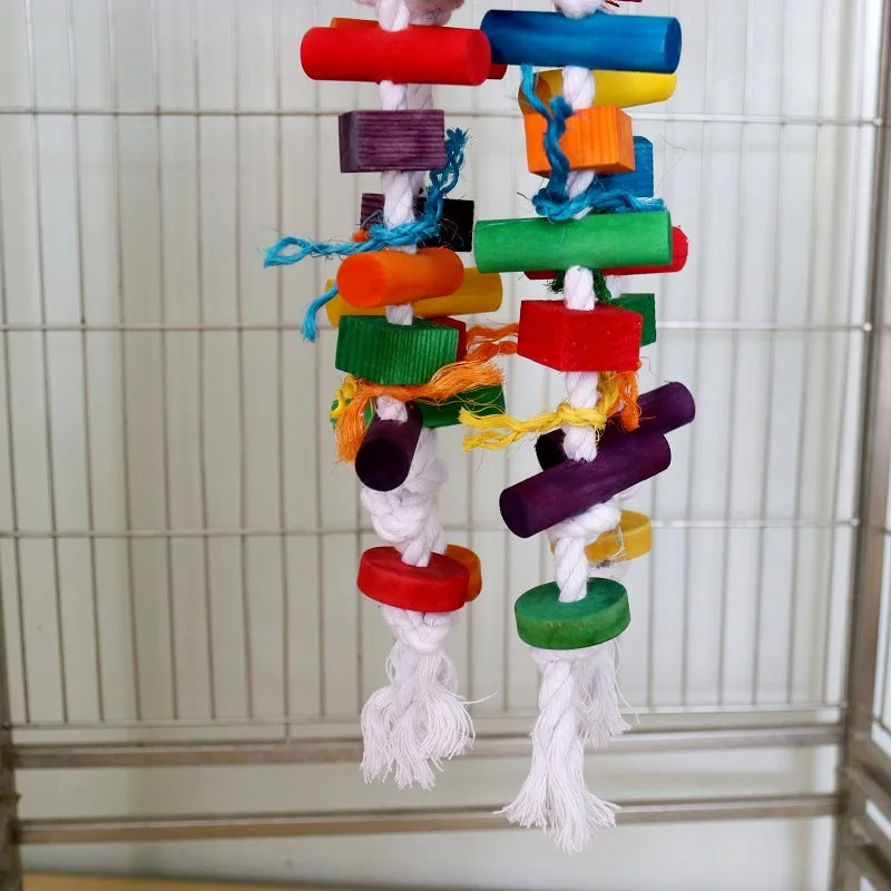 Parrot toys, Colorful wooden bird supplies, Unique shape, Diverse ways to play, Complete variety, Large parrot bite bird toys