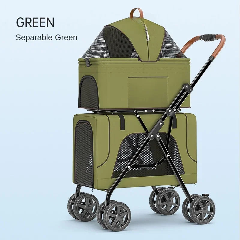 Lightweight folding portable cat dog pet cart car dog cat double cart bag can be separated