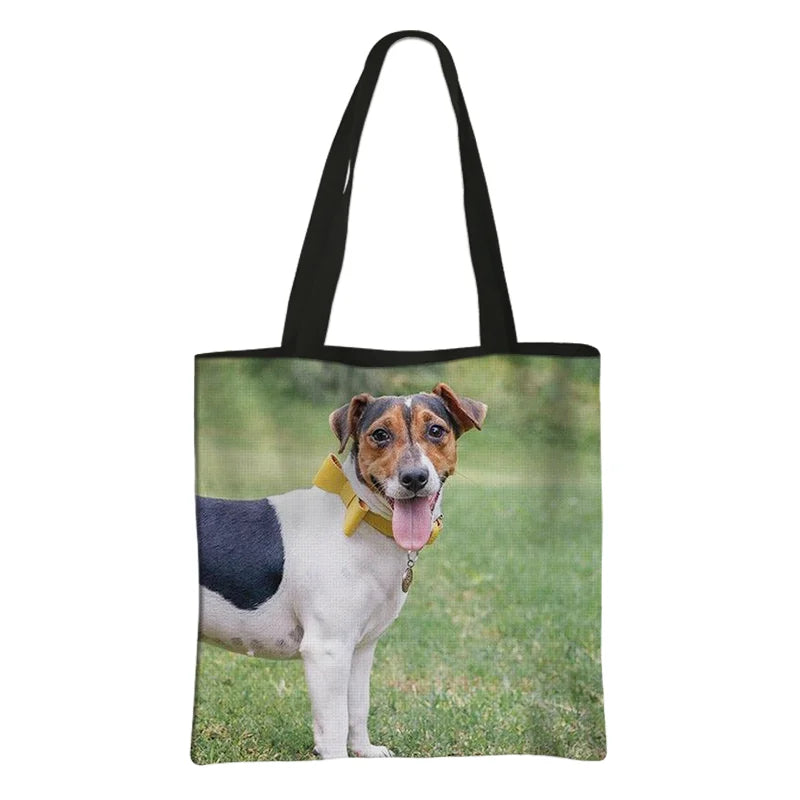 Jack Russell Terrier Women Tote Bag Labrador Print Pets Dog Student Casual Daily Use Single Handbags Portable Shoulder Bag Gift