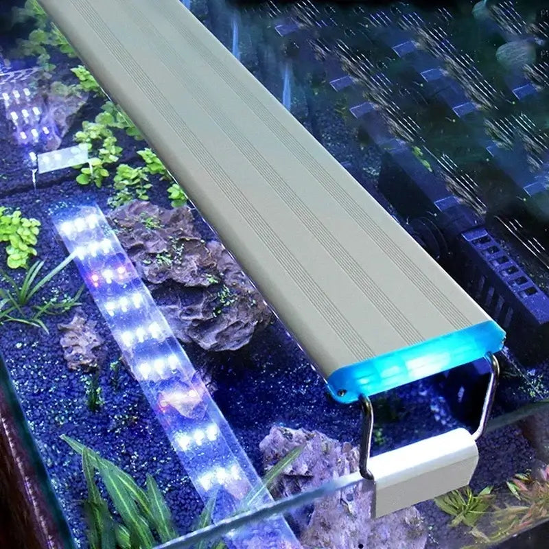 魚缸LED燈超薄魚缸水生植物生長照明防水明亮夾燈藍色LED 18-75公分 適用於植物 220v