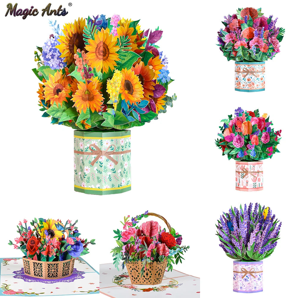 Pop-Up Flower Card Flora 3D Greeting Card for Birthday and Festivals