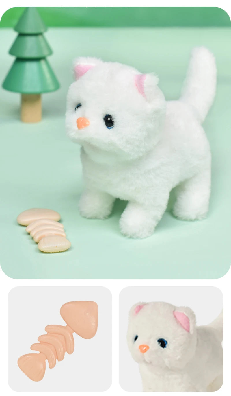 Children Pretend Play Pet Care Set Simulation Electric Plush Stuffed Dog Cat Rabbit Toy Walking Barking Education Toys for Girls