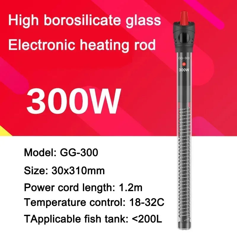 500W Fish Tank Heater Rod Red Parrot Non-explosive Glass Digital Display Aquarium Thermostat Automatic For Heating Water Tanks