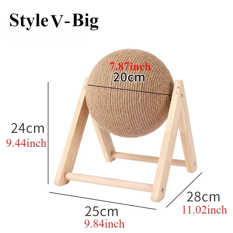 Cat Scratching Ball Toy Sisal and Wood Stable Triangle Cats Indoor Stuff Sturdy Scratching Cool Scratch on Stand Spin/cat Toys