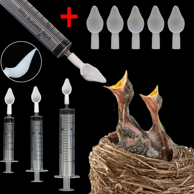 Bird Parrot Feeder Spoon With Manual Syringe Baby Bird Milk Medicine Feeding Syringe with Soft Feeding Tubes Baby Bird Feeding