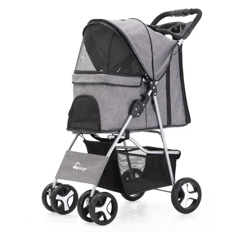 Portable Foldable Pet Stroller Four Wheel with Sunroof