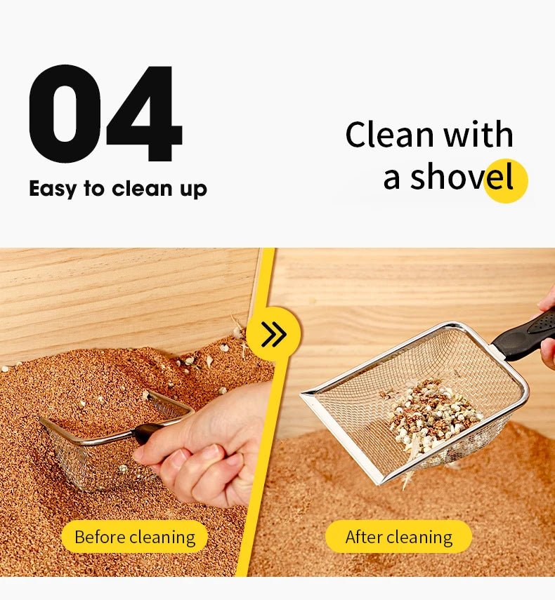 Cat Litter Shovel Stainless Steel Reptile Sand Substrate Shovel Clean Up Feces Fine Mesh Sifter For Bedding