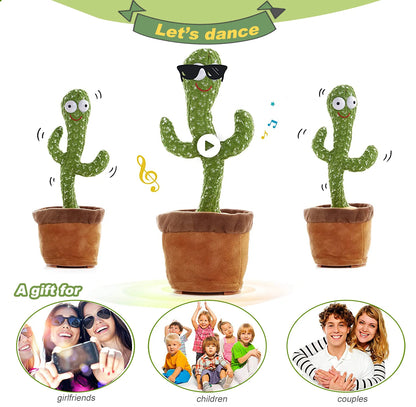 Dancing Cactus Repeat Talking Toy Electronic Plush Toys Can Sing Record Lighten USB Early Education Funny Gift Interactive Bled