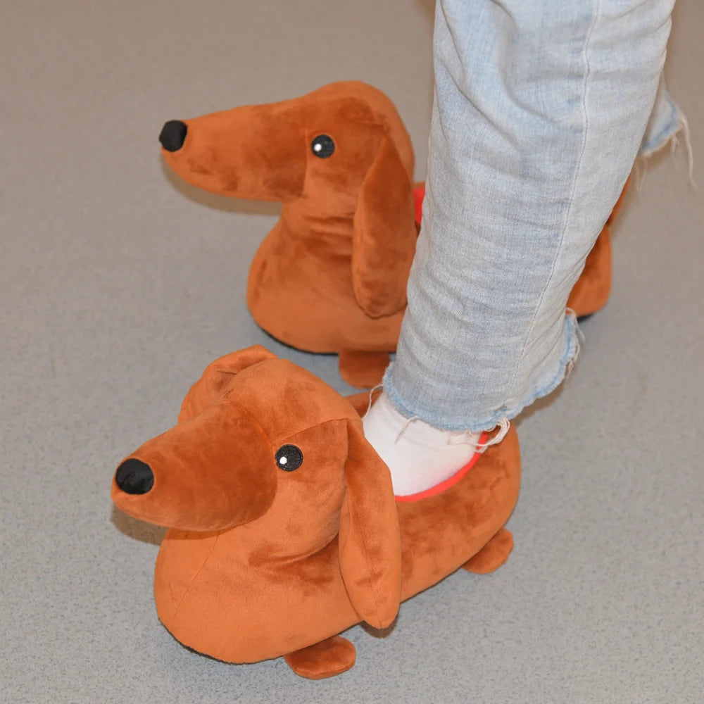 Highland Cow Dachshund Slippers Cartoon Weiner Dog Non-Slip Fuzzy Shoes Funny Animals Halloween House Slippers Birthday Gifts