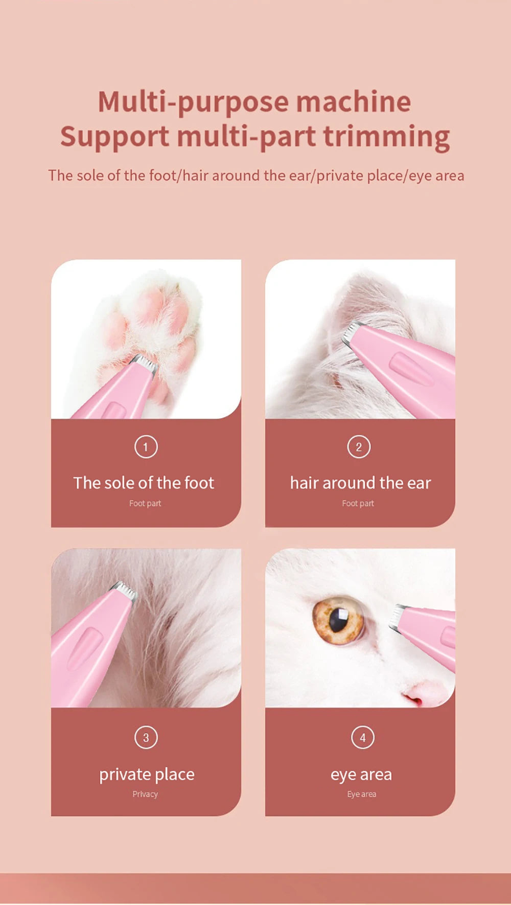 Dog Hair Trimmer Electric Dog Cutter Professional Pet Foot Hair Trimmer Cat Grooming Hairdresser Scissors Butt Ear Pedicator