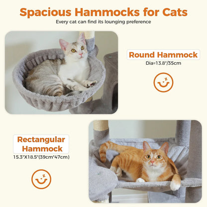 Large Cat Tree Tall Cat Tower for Indoor Cats Multi-Level Plush Cat Condo with Scratching Posts Scratching Boards Perches Caves