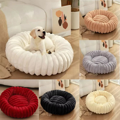 Round Plush Dog Bed for Medium Pets, Winter Soft Nest