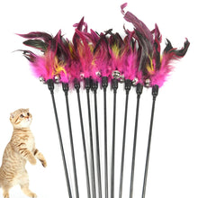 1pc  Hot Sale Cat Toys Random Color Make A Cat Stick Feather Black Coloured Pole Like Birds With Small Bell