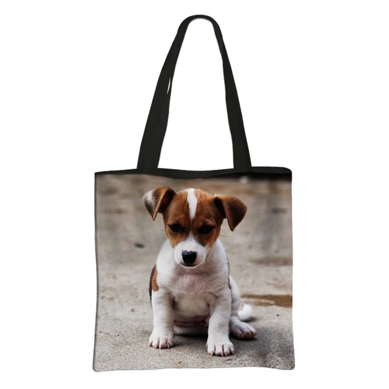 Jack Russell Terrier Women Tote Bag Labrador Print Pets Dog Student Casual Daily Use Single Handbags Portable Shoulder Bag Gift