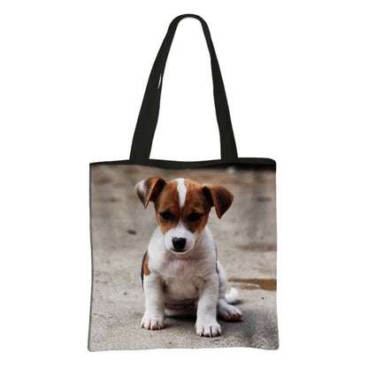 Jack Russell Terrier Women Tote Bag Labrador Print Pets Dog Student Casual Daily Use Single Handbags Portable Shoulder Bag Gift