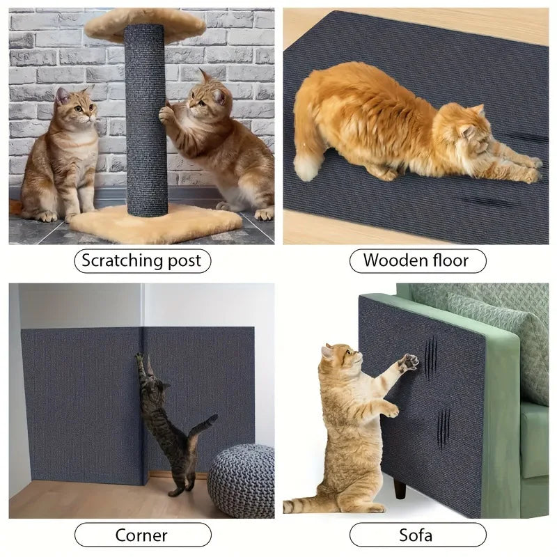 30x60/100cm Cat Scratching Mat Self-adhesive Cat Toy Sofas Furniture Protection Mats Trimmable Cats Climbing Scratching Post Mat