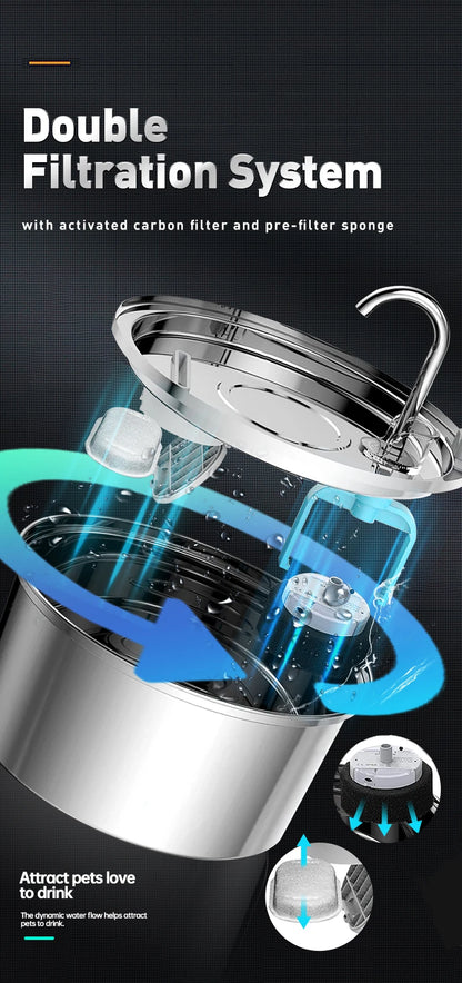Intelligent Stainless Steel Cat Water Fountain Automatic Drinker For Cats Feeder Pet Water Dispenser Drinking Fountain For Cats