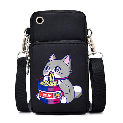 2024 Zipper Small Crossbody Bags Cartoon Anime Cat Women's Shoulder Purses and Handbags Girls Fashion Animal Mobile Phone Bag