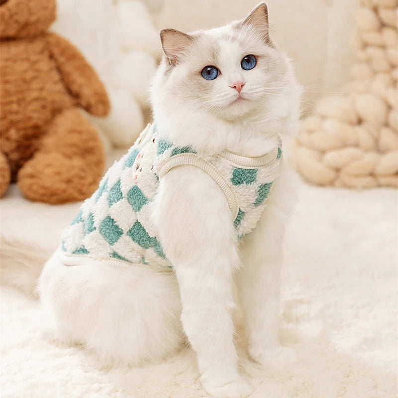 Winter Warm Hairless Cat Clothes for Cats Gotas Cute Pet Cardigan Sweater with Buckle Sphynx Kedi Vest mascotas Costume Clothing