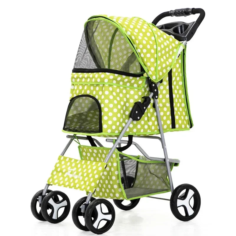 Portable Foldable Pet Stroller Four Wheel with Sunroof