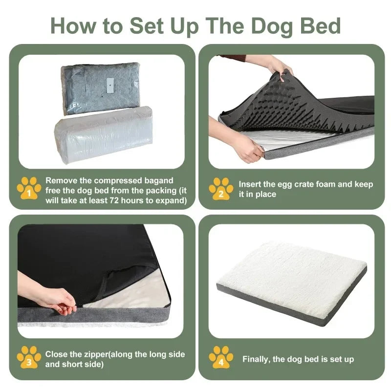 Dog Bed for Extra Large Dogs, Big Orthopedic Dog Beds with Removable Washable Cover & Waterproof Lined, Egg Crate Foam