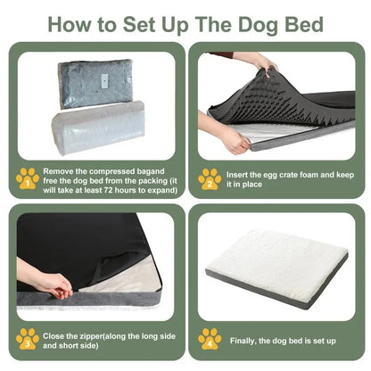 Dog Bed for Extra Large Dogs, Big Orthopedic Dog Beds with Removable Washable Cover & Waterproof Lined, Egg Crate Foam