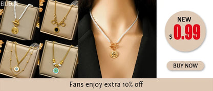 EILIECK 316L Stainless Steel Moon Pearl Zircon Puppy Pendant Necklace For Women Girl New Fashion Neck Chain Jewelry Gift Bijoux