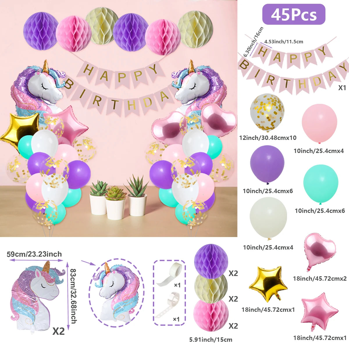 Rainbow Unicorn Balloons Garland Arch Kit Unicorn Birthday Party Decor Kids Wedding Birthday Supplies Baby Shower Latex Balloons
