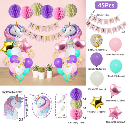 Rainbow Unicorn Balloons Garland Arch Kit Unicorn Birthday Party Decor Kids Wedding Birthday Supplies Baby Shower Latex Balloons