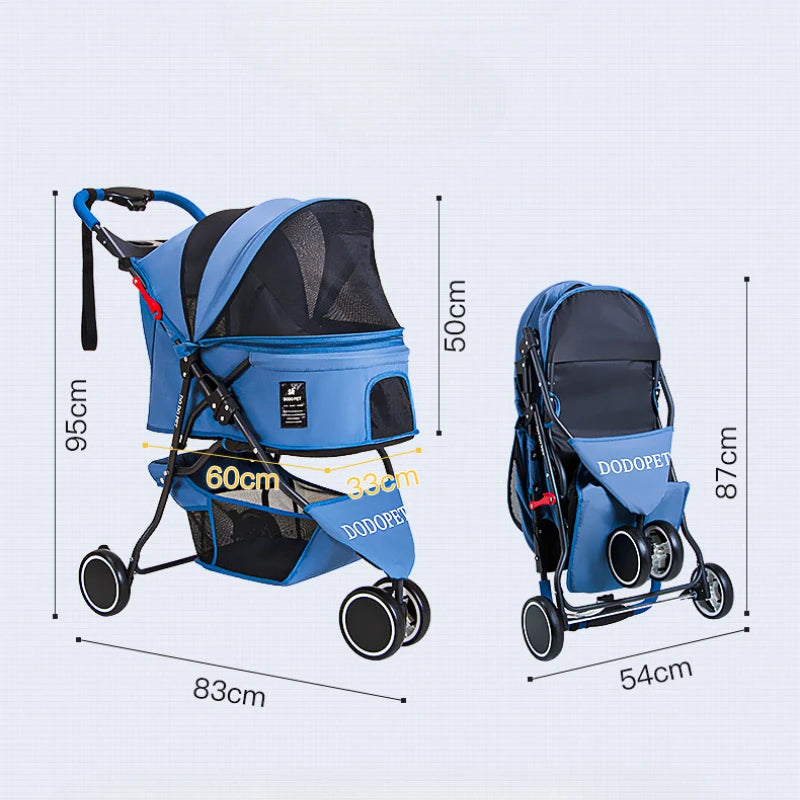 Small and Medium Sized High Landscape Pet Stroller One Click Folding Outdoor Dog Walking Cart Stylish and Breathable Tricycle