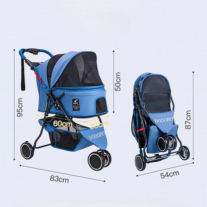Small and Medium Sized High Landscape Pet Stroller One Click Folding Outdoor Dog Walking Cart Stylish and Breathable Tricycle