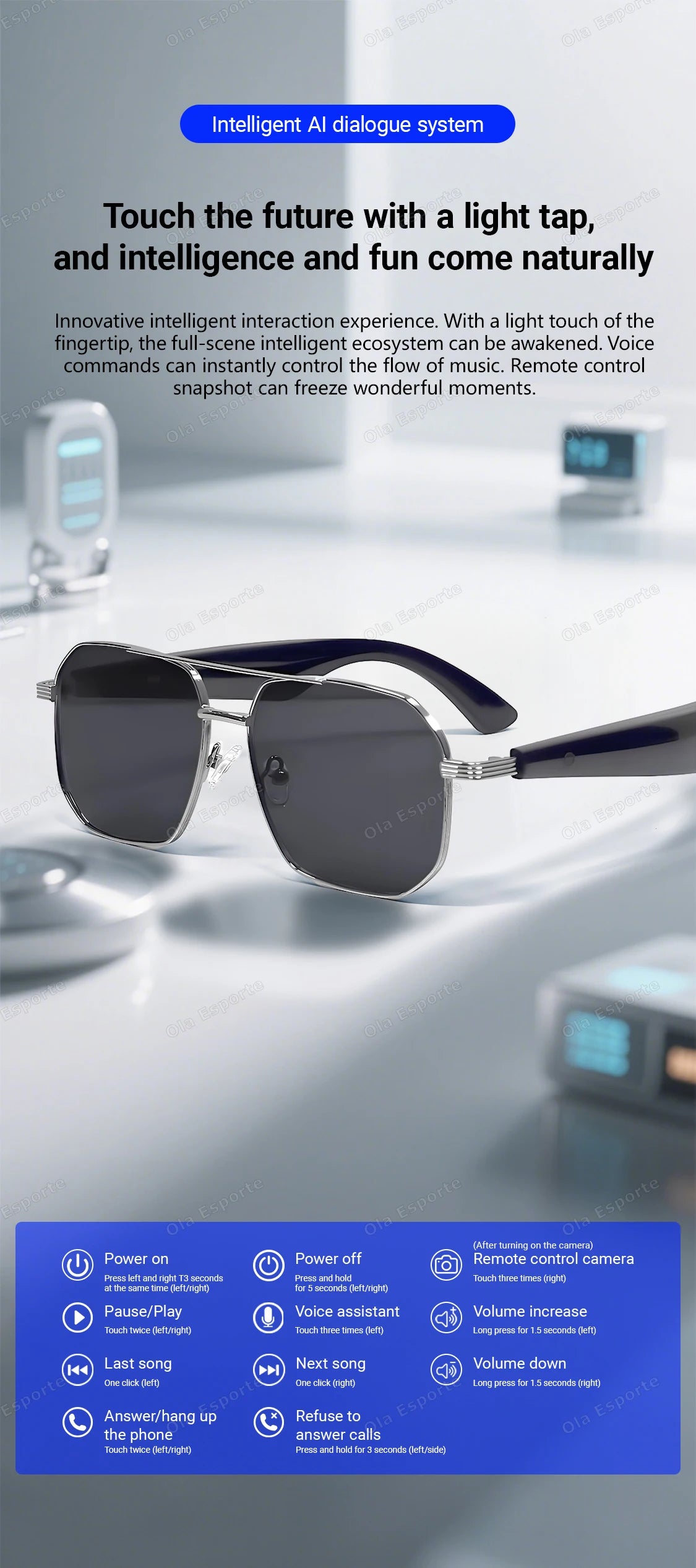 2025 AI Smart Glasses Pro Real-Time 17 Language Translator Bluetooth 5.4 HD Call UV400 Sunglasses Touch Remote Camera For Xiaomi