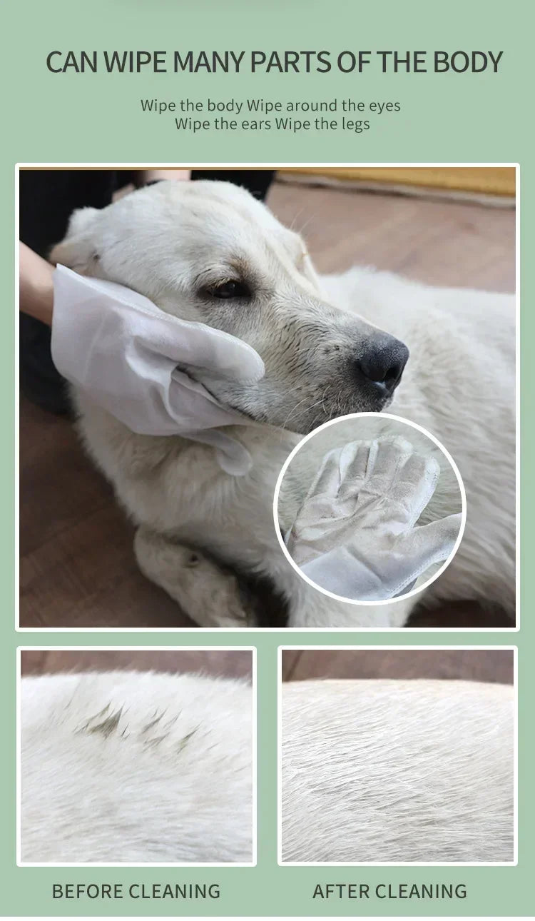 ペット用ボディワイプ 6枚入り すすぎ不要 クリーニンググローブ 猫と犬のグルーミング用 マイルド消臭ワイプ 特別なクリーニングと美容用品
