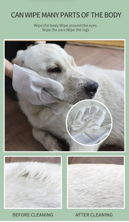 ペット用ボディワイプ 6枚入り すすぎ不要 クリーニンググローブ 猫と犬のグルーミング用 マイルド消臭ワイプ 特別なクリーニングと美容用品