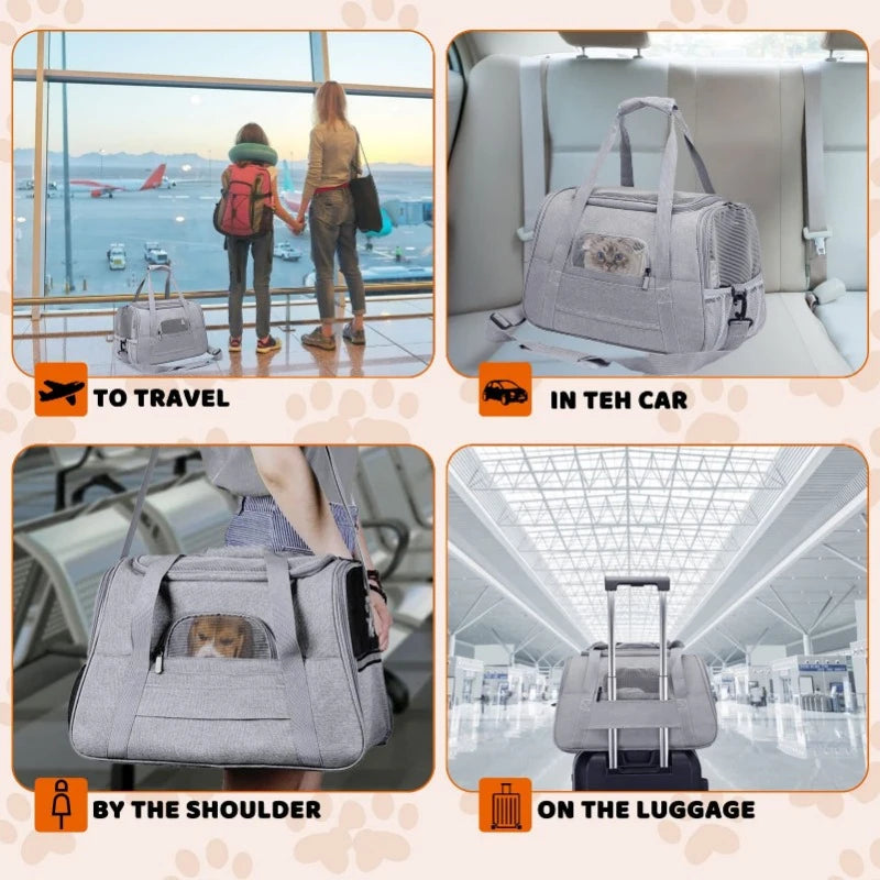 Cat Bags Soft-Sided Portable Dog Carrier Mesh Breathable Carrier Bags Foldable Cats Handbag Travel Pet Bag Transport Bag