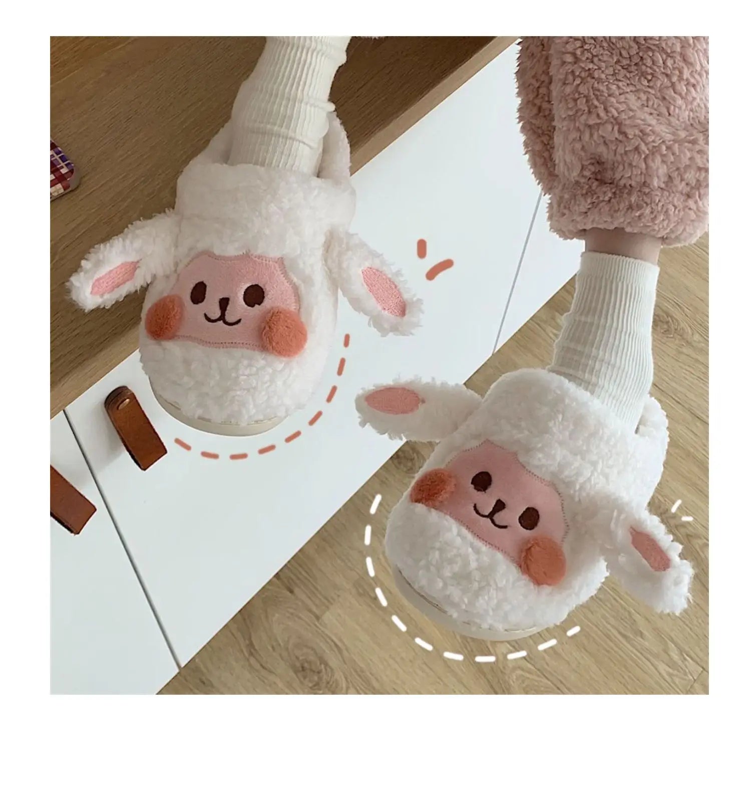 Pallene Short Fur Slippers For Women 2023 Winter Warm Furry Cozy Cotton Shoes For Home Indoor Cute Dog Couples Antiskid Slippers