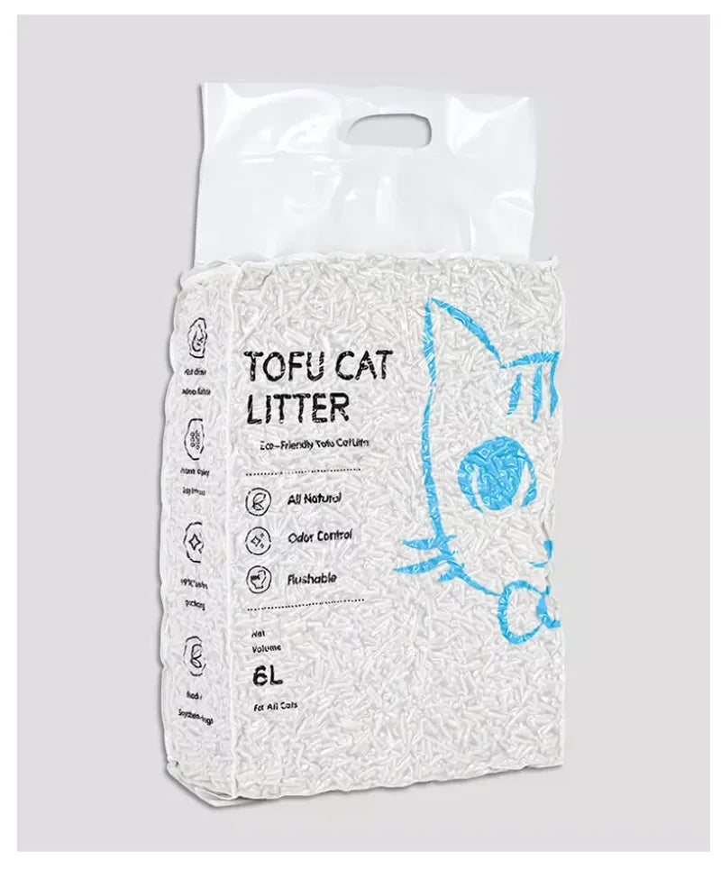 High Quality 100% Natural Dust Free Premium Tofu Cat Litter Sand Natural Carbon Clumping Flushable Bulk 6L Tofu Cat Litter