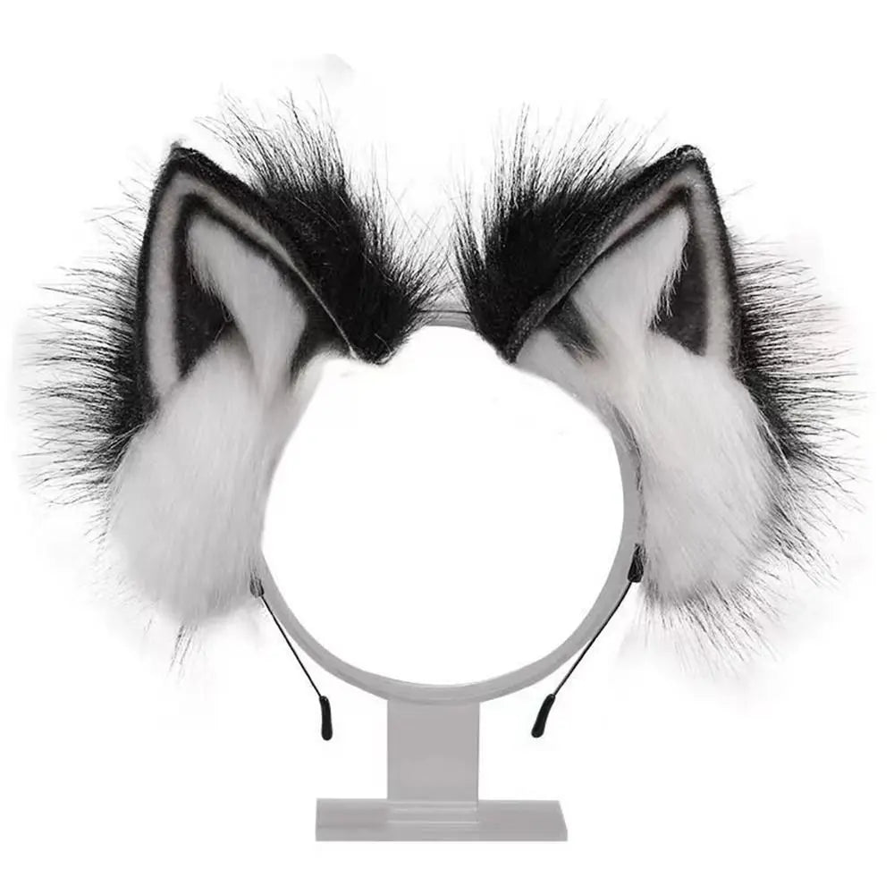 Cute Cat Ears Headband Plush Animal Hair Band Halloween Party Hair Hoops Womens Anime Cosplay Headwear Fancy Props Hair Ornament