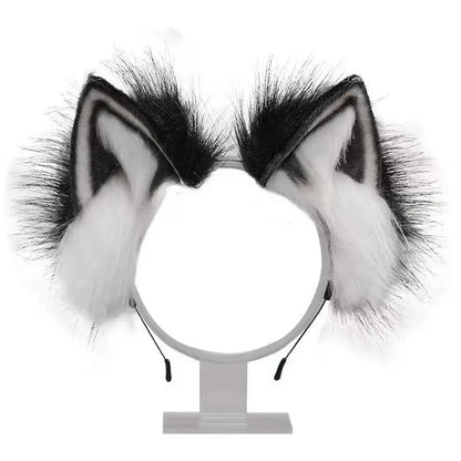Cute Cat Ears Headband Plush Animal Hair Band Halloween Party Hair Hoops Womens Anime Cosplay Headwear Fancy Props Hair Ornament