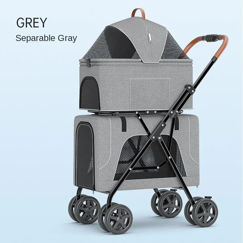Lightweight folding portable cat dog pet cart car dog cat double cart bag can be separated
