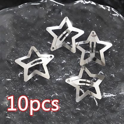Petshomesupplies 10/100Pcs Silver Star Hair Clips for Girls Filigree Star Metal Snap Clip Hairpins Barrettes Hair jewelry Nickle Free Lead Free
