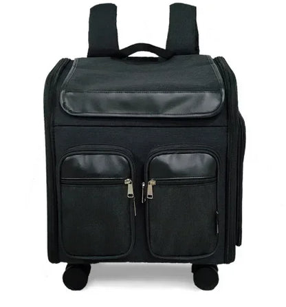 2 in 1 Large Pet Backpack Cat Stroller Pet Carrier with Wheels Portable Foldable Tie-Rod Pet Bag Cat and Dog Travel Carrier Bag