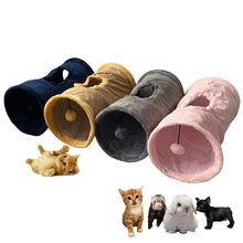 Collapsible Cat Winter Suede Tunnel for Puppy Rabbit Kitten Play Chase Hide Tunnel,Interactive Bedding Toy in 2 ways,3 ways, Cro