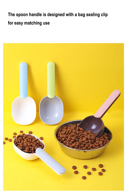 Pet Cat Dog Food Shovel with Sealing Bag Clip Spoon Multifunction Thicken Feeding Scoop Tool Creative Measuring Cup Pet Supplies